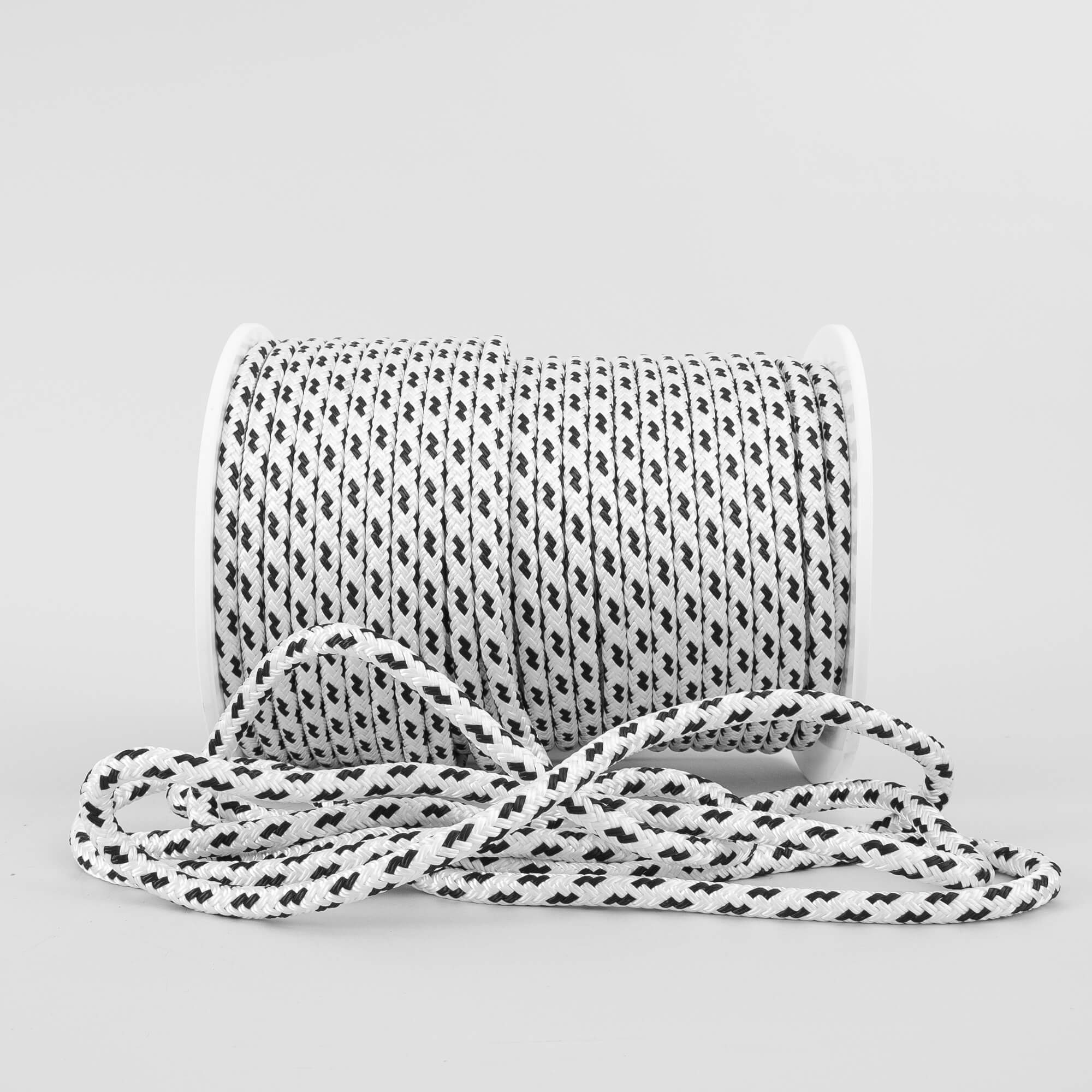 Flexline på spole vit-svart PolyRopes Flexline på spole vit-svart PolyRopes